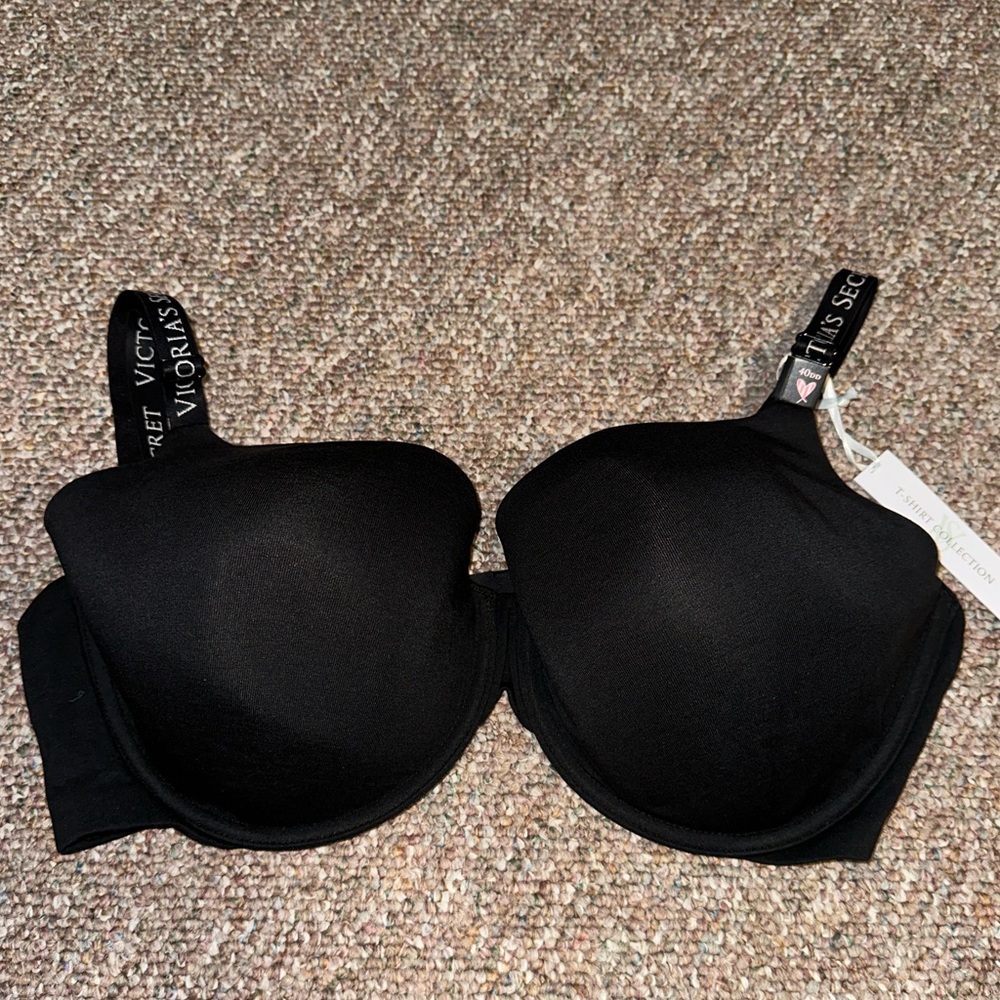 ✨ New Victoria’s Secret Black Bra 40DD Logo Strap T Shirt Collection ✨
